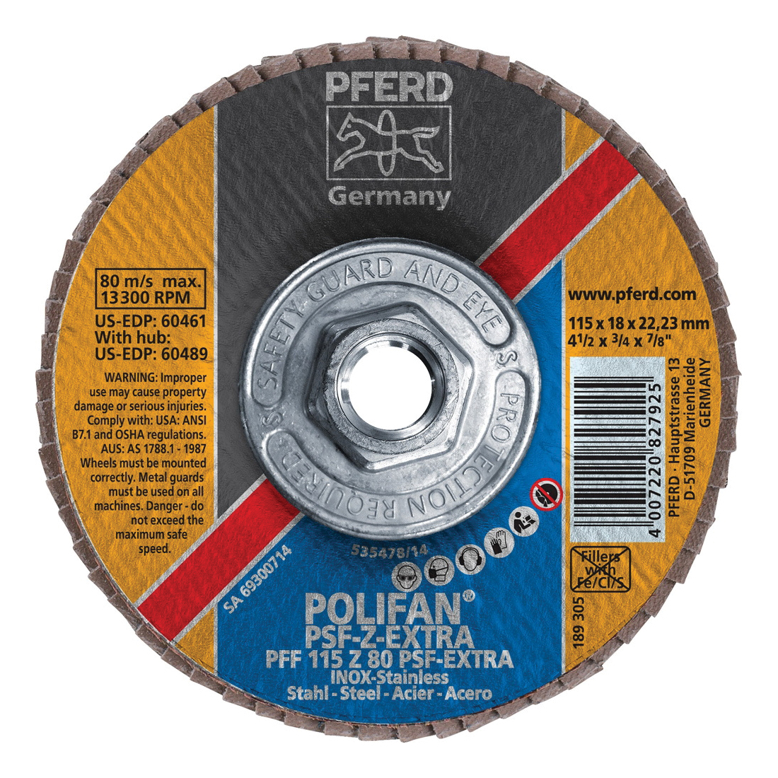 4-1/2 X 5/8-11 80 GRIT POLIFAN FLAP DISC