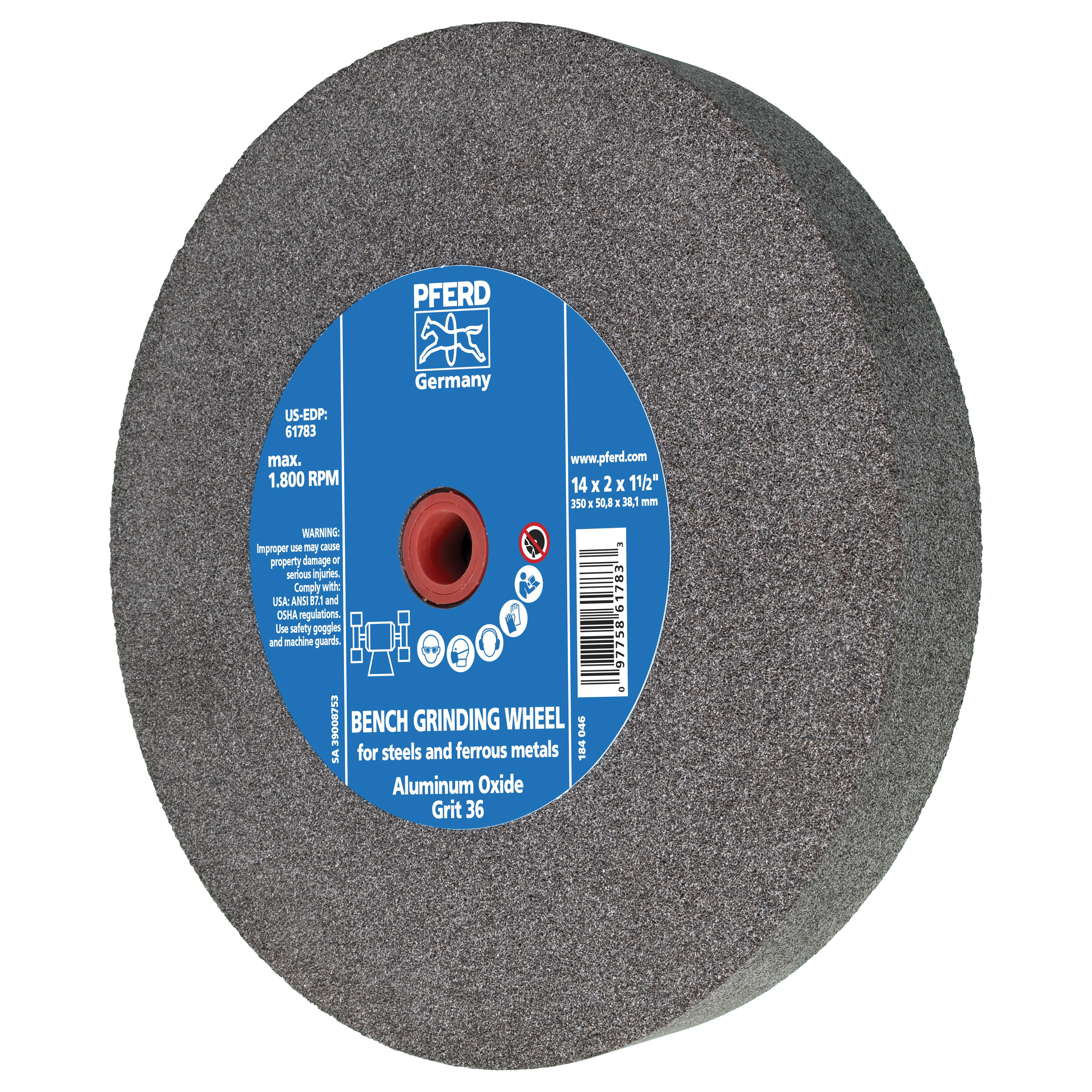 14 X 2 X 1-1/2 36 GRIT BENCH WHEEL