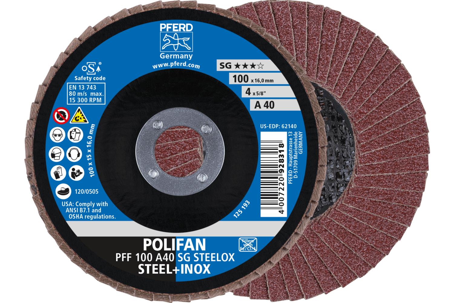 4 X 5/8 40 GRIT TYPE 27 FLAP DISC