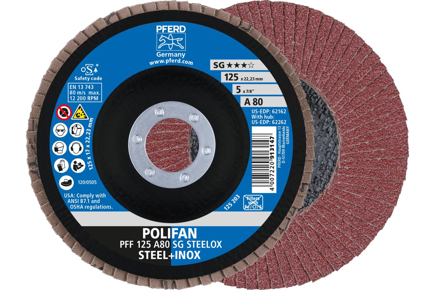 DISC FLAP 5 X 7/8 80 GRIT SG POLIFAN