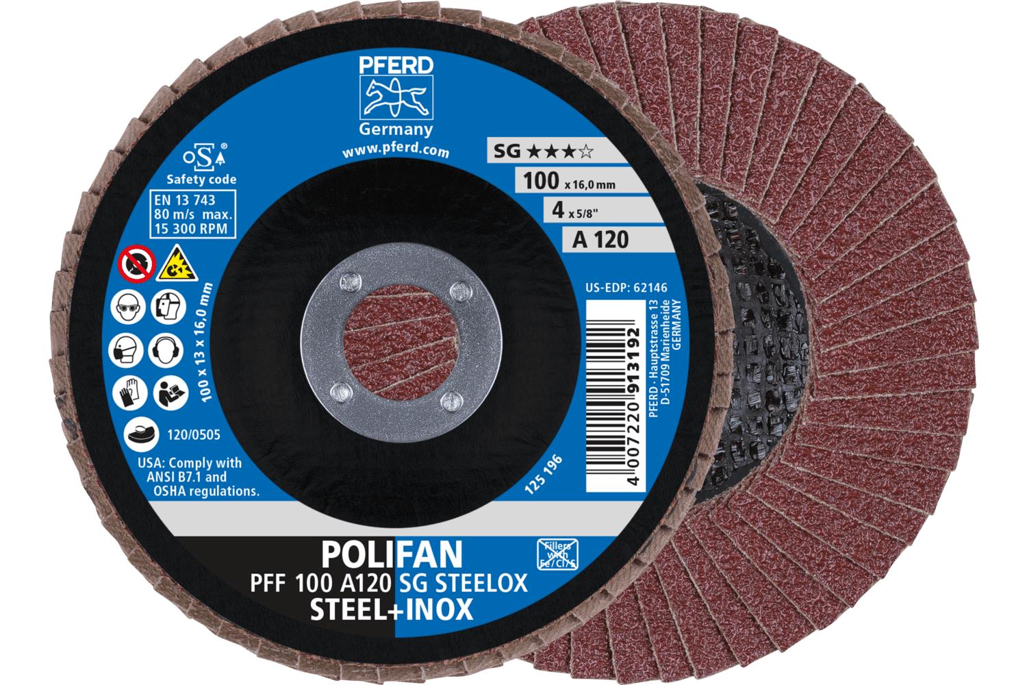 4 X 5/8 120 GRIT TYPE 27 FLAP DISC