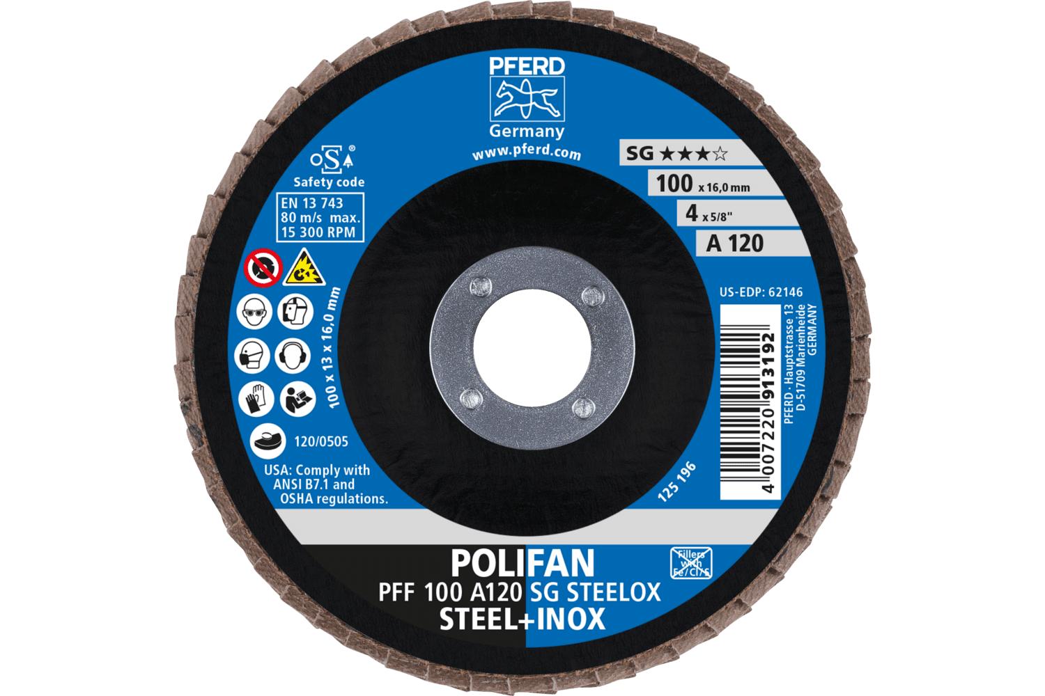 4 X 5/8 120 GRIT TYPE 27 FLAP DISC