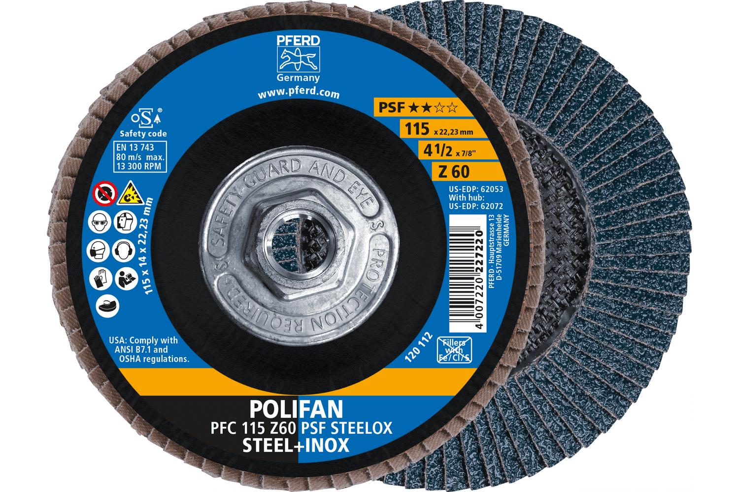 FLAP DISC 4-1/2 X 5/8-11 60 POLIFAN