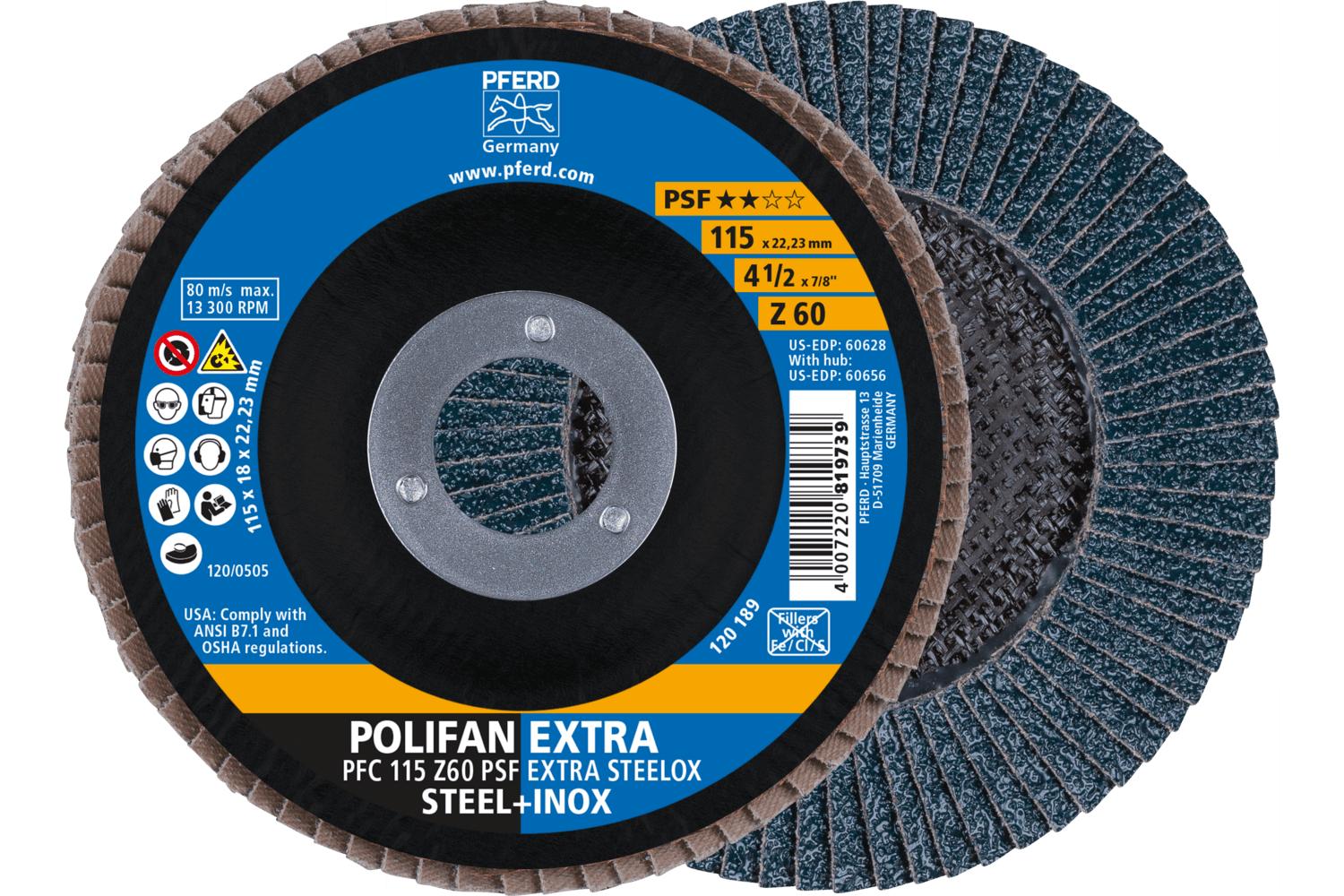 4-1/2 X 7/8 60 GRIT POLIFAN FLAP DISC