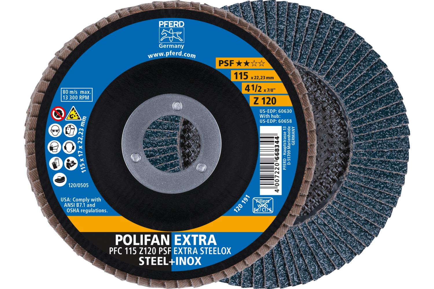 4-1/2 X 7/8 120 GRIT POLIFAN FLAP DISC