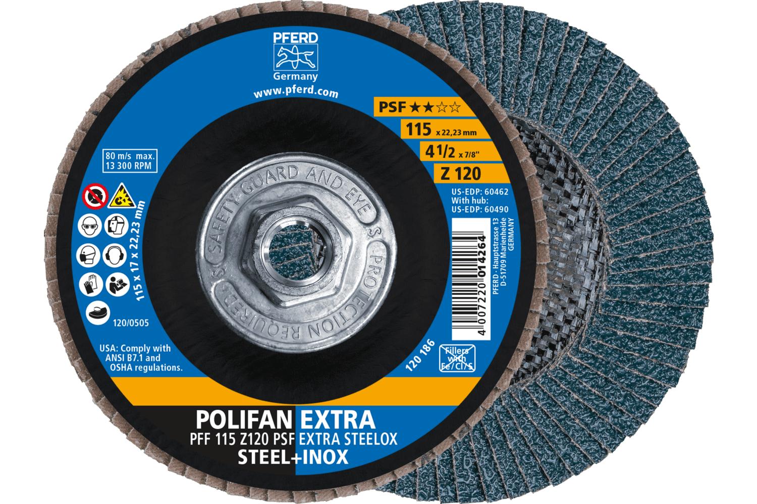 4-1/2 X 5/8-11 120 GRIT POLIFAN FLAP