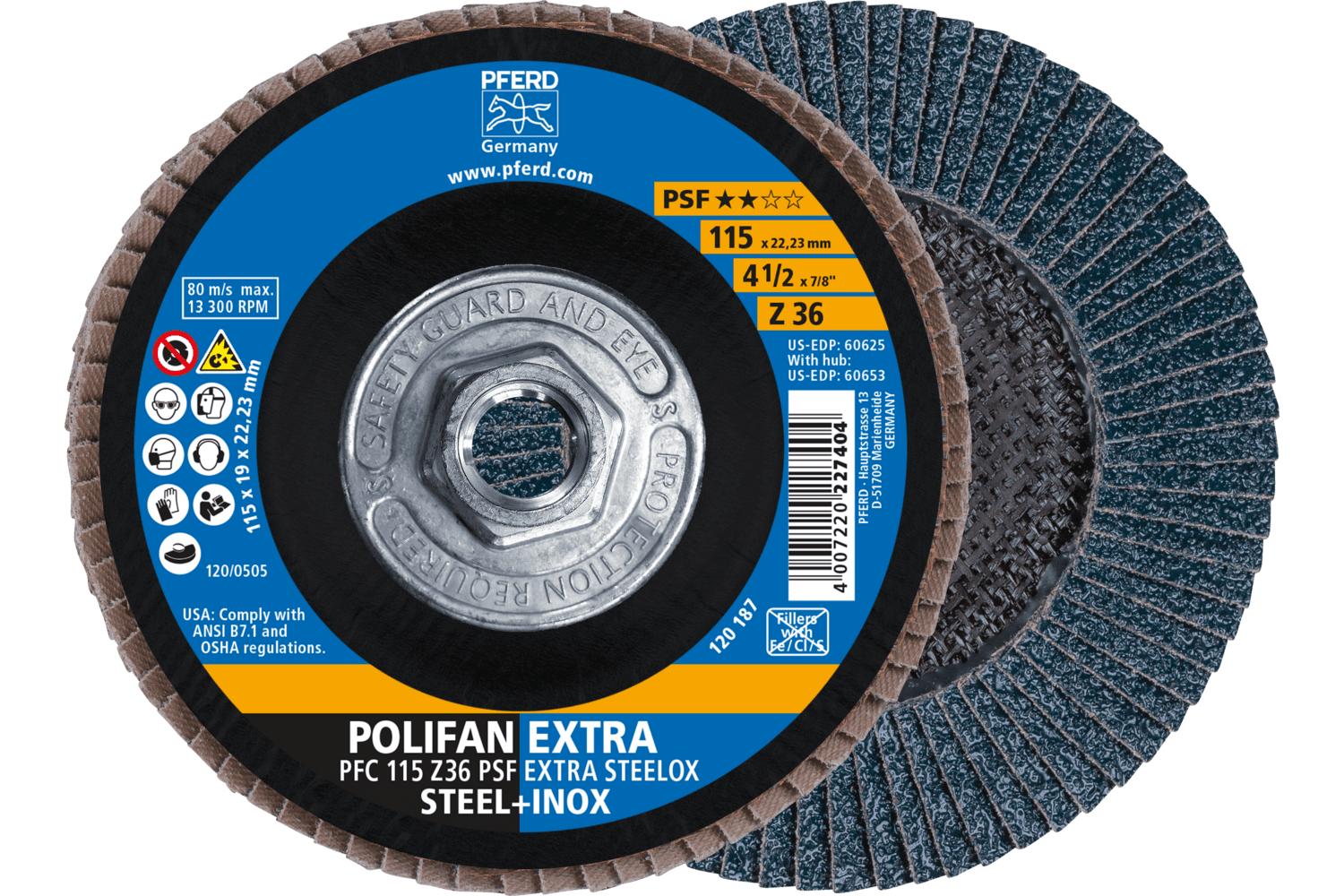 4-1/2 X 5/8-11 36 GRIT POLIFAN FLAP DISC
