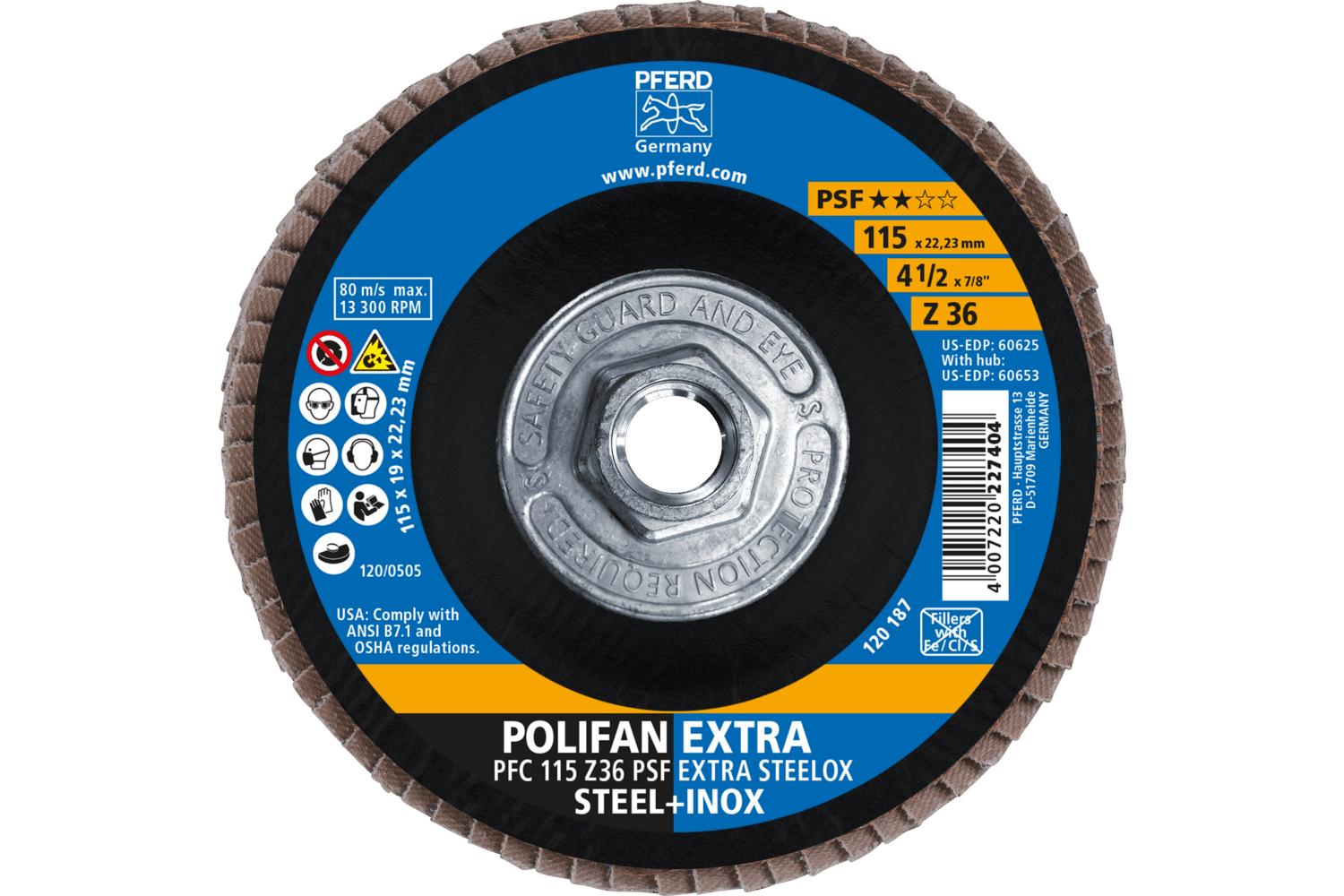 4-1/2 X 5/8-11 36 GRIT POLIFAN FLAP DISC