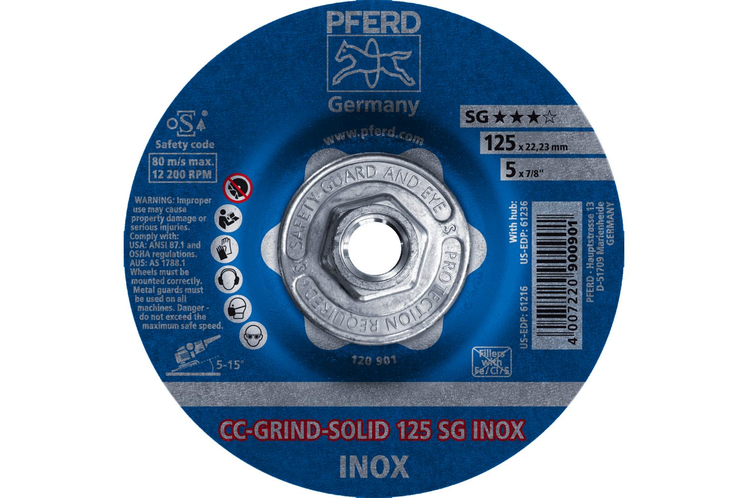 DISC 5 X 5/8-11 SG INOX CERAMIC