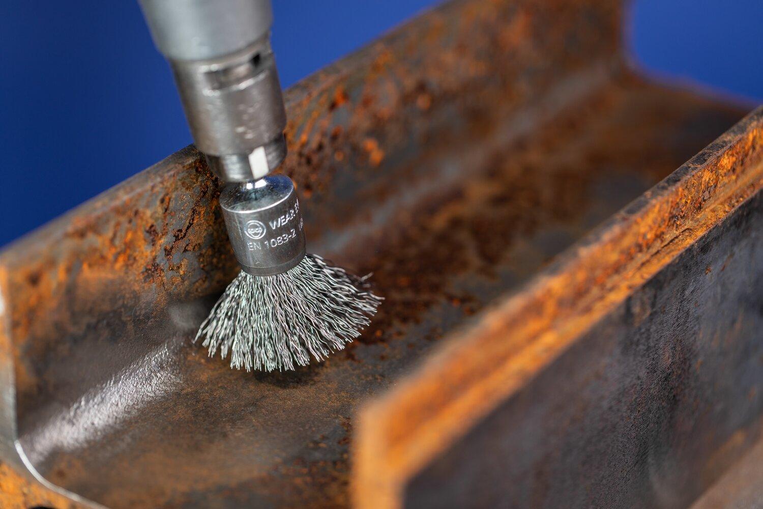 1/2IN CRMPD WIRE END BRUSH .020 CS 1/4IN