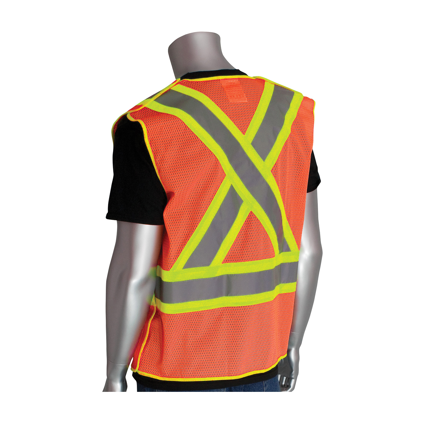 VEST SAF L HI-VIZ ORN POLYEST MESH 28IN