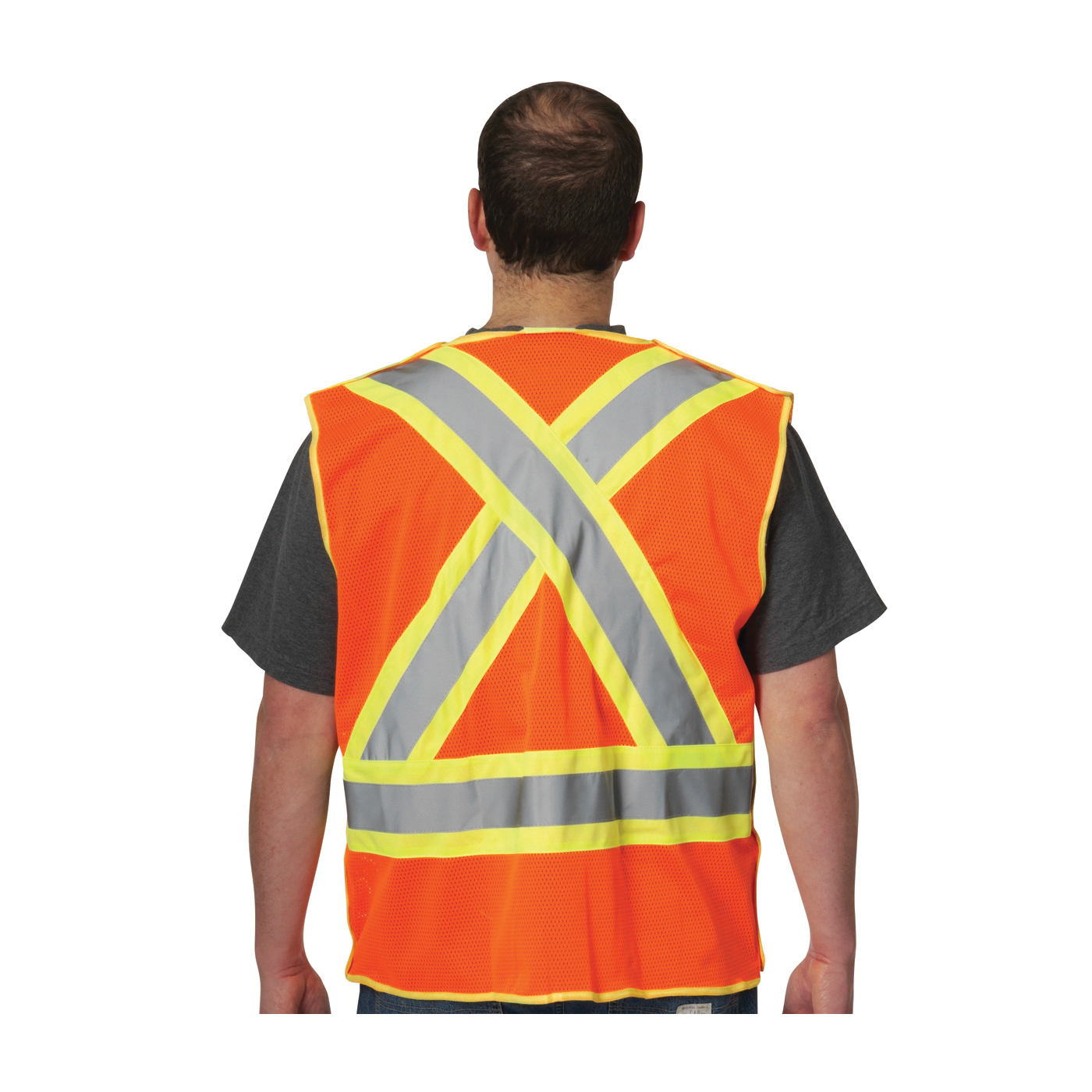 VEST SAF L HI-VIZ ORN POLYEST MESH 28IN