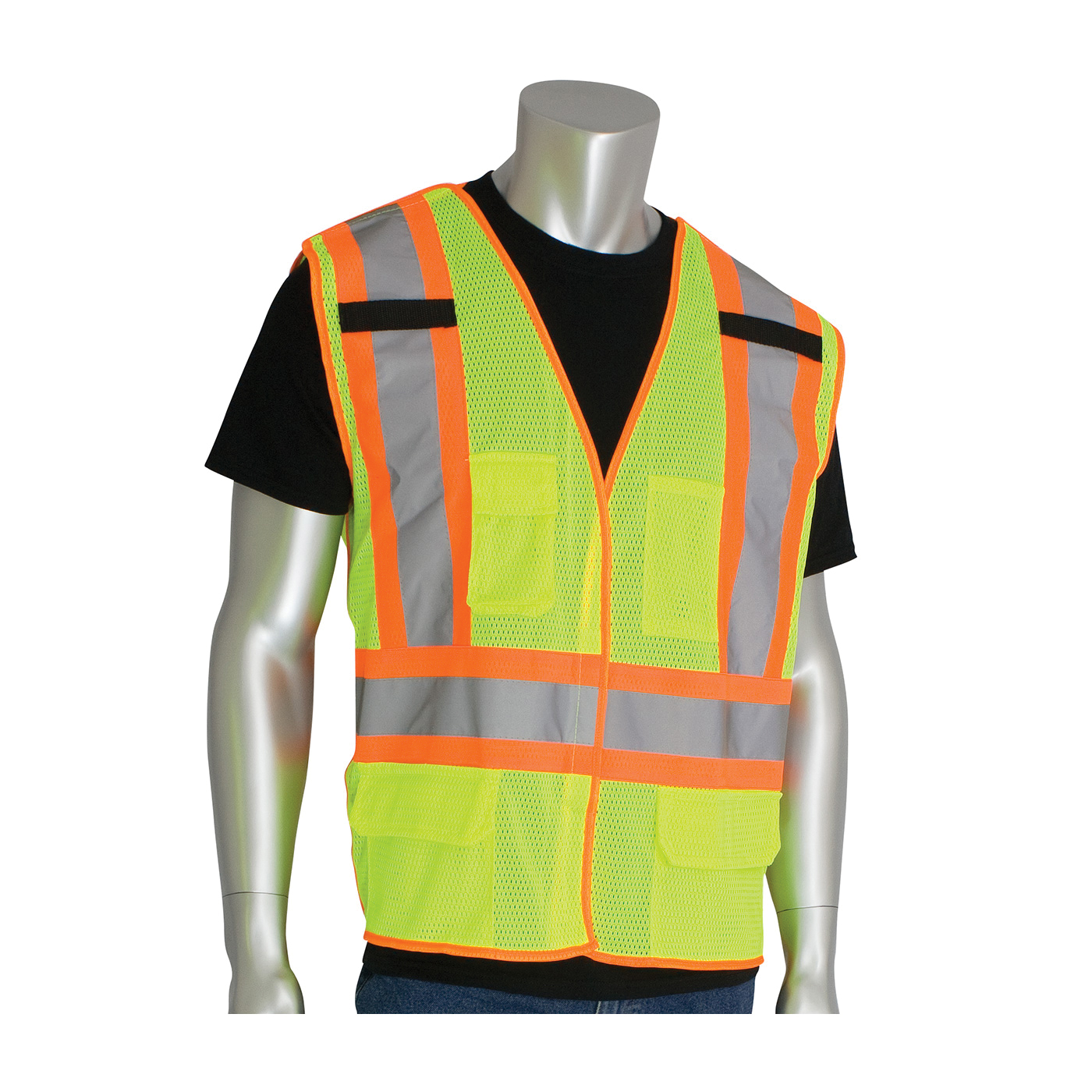 VEST SAF L HI-VIZ LIME YEL POLYEST SIL