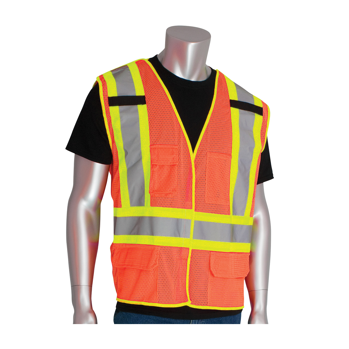 VEST SAF 2XL HI-VIZ ORN POLYEST SIL 29IN