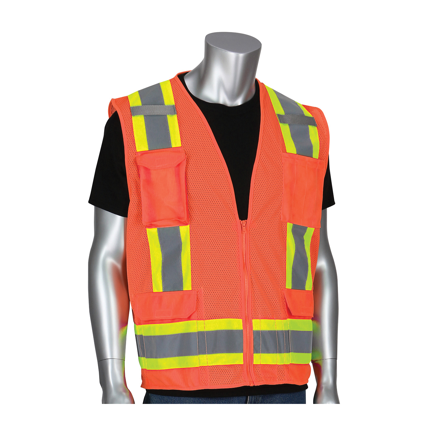 VEST SAF SURVEYOR L HI-VIZ ORN POLYEST
