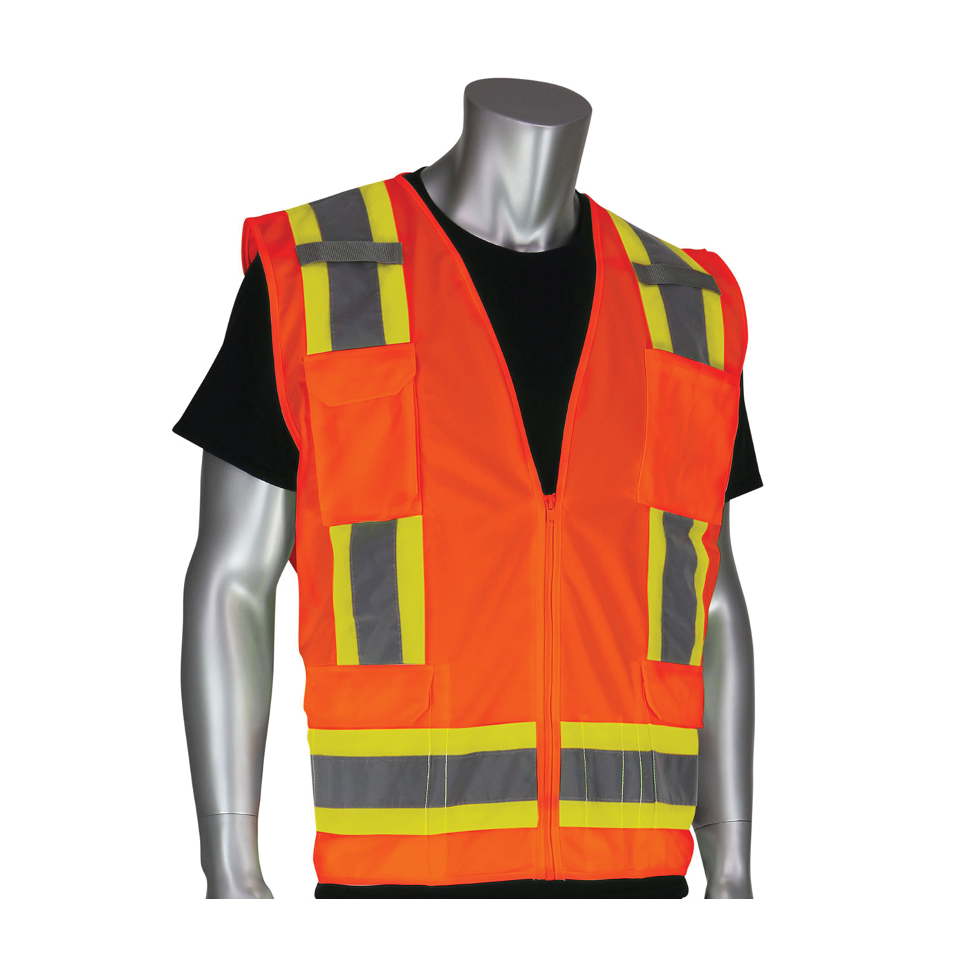 VEST SAF SURVEYOR L HI-VIZ ORN SIL 28IN