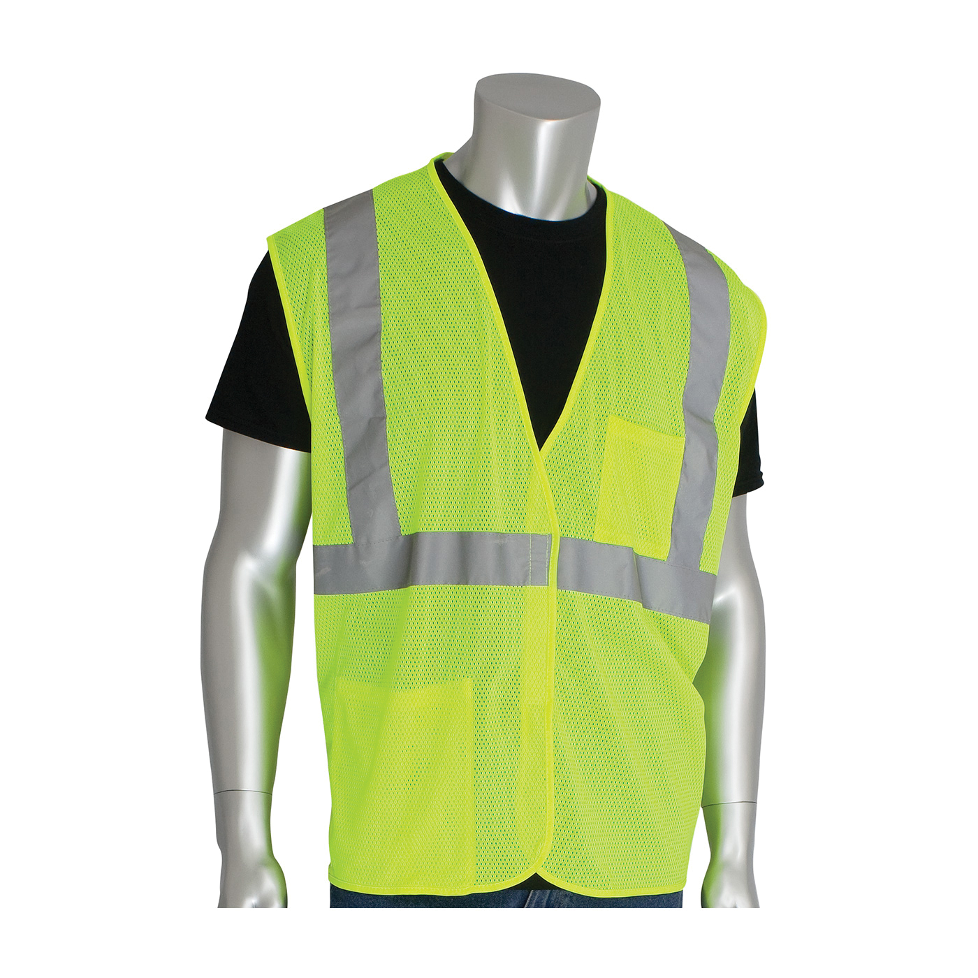VEST SAF XL HI-VIZ LIME YEL POLYEST MESH
