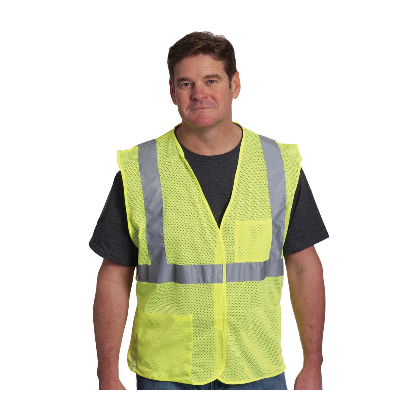 VEST SAF XL HI-VIZ LIME YEL POLYEST MESH