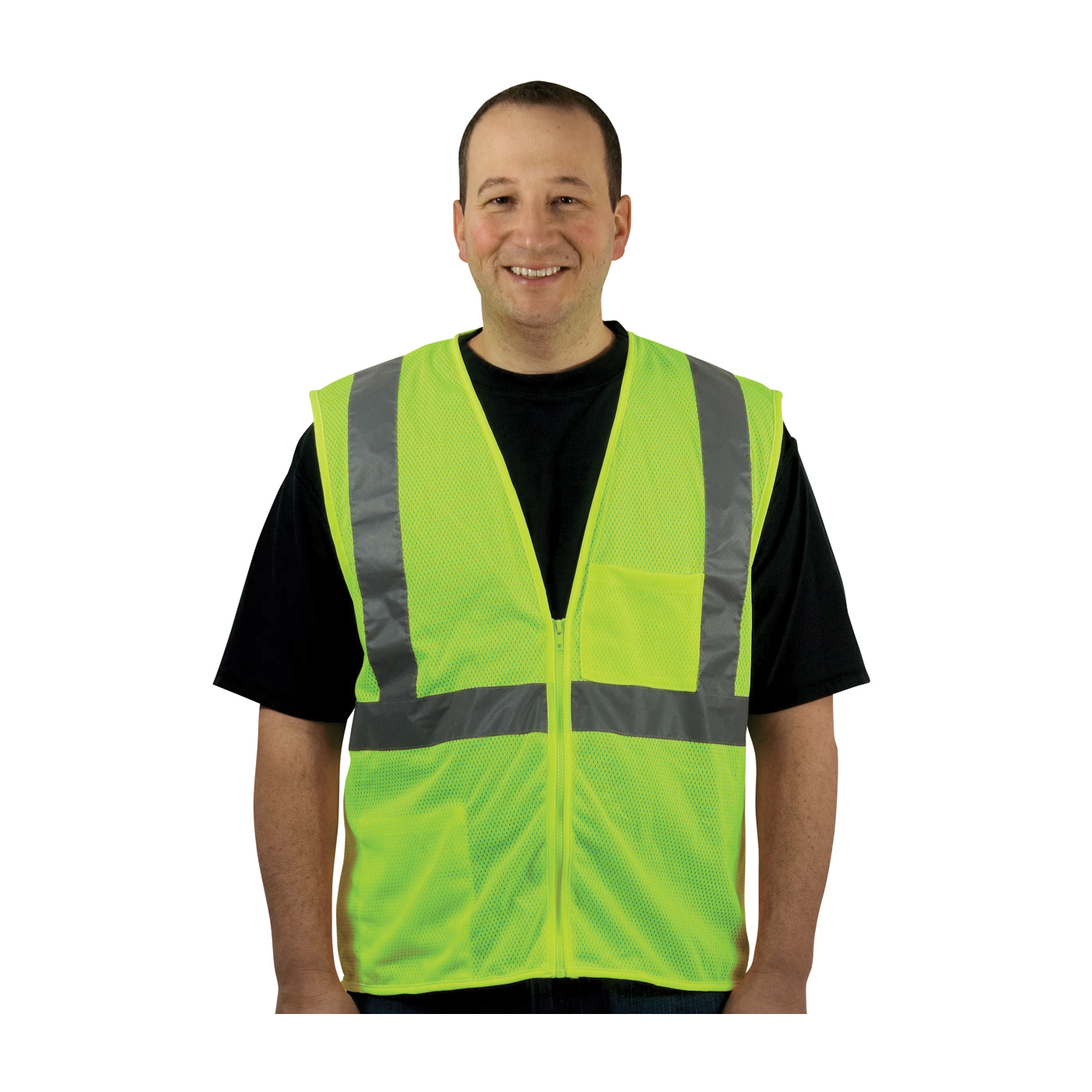 VEST SAF XL HI-VIZ LIME YEL POLYEST MESH
