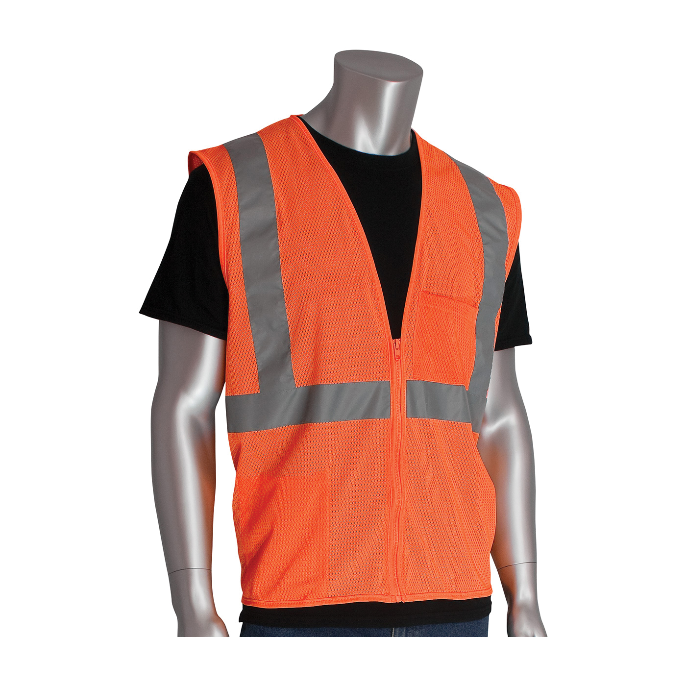 VEST SAF 3XL HI-VIZ ORN POLYEST MESH SIL