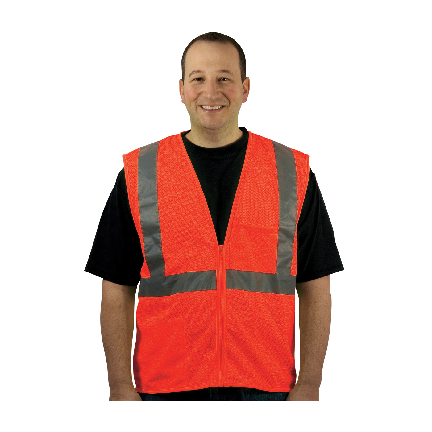 VEST SAF 3XL HI-VIZ ORN POLYEST MESH SIL