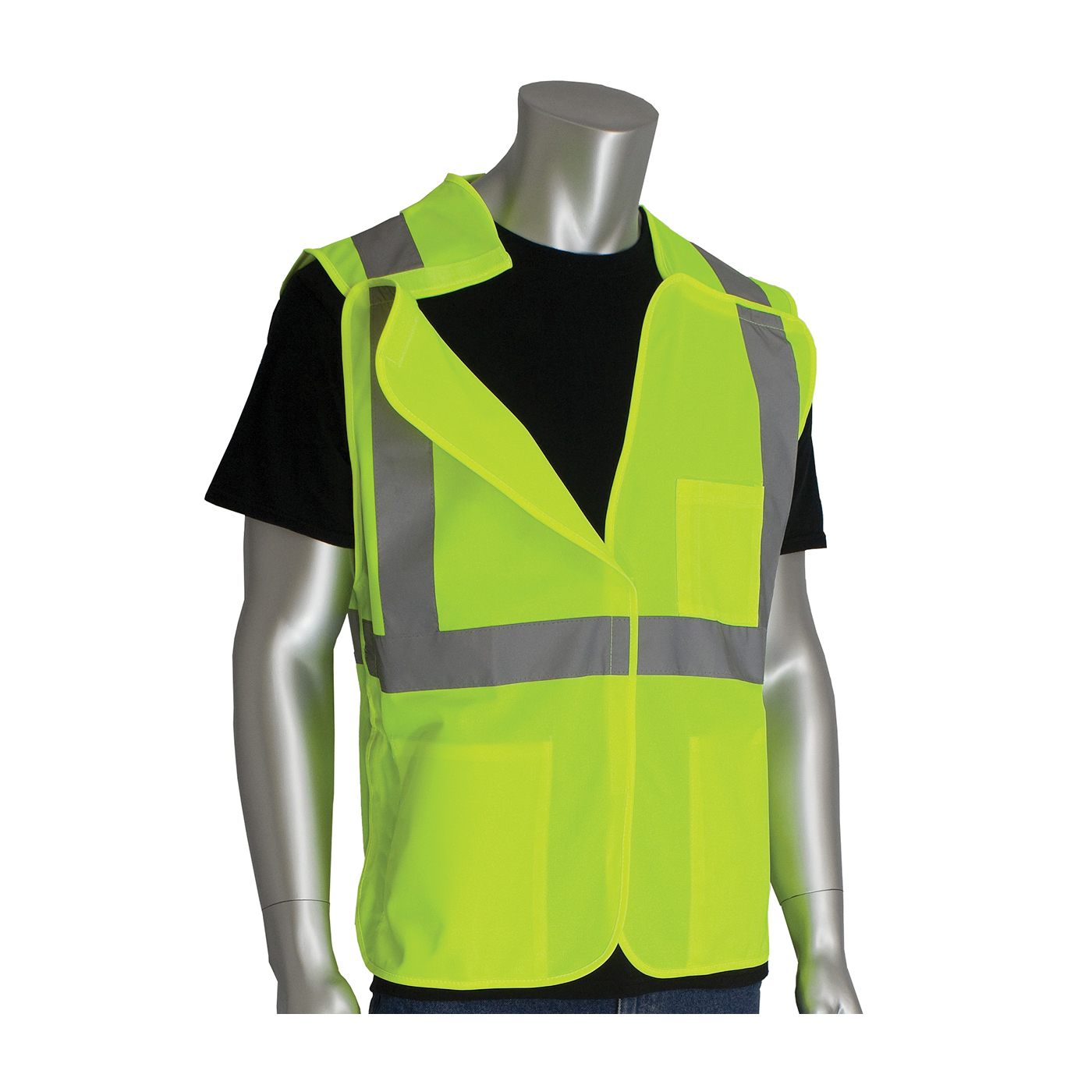 VEST SAF M HI-VIZ LIME YEL POLYEST SIL