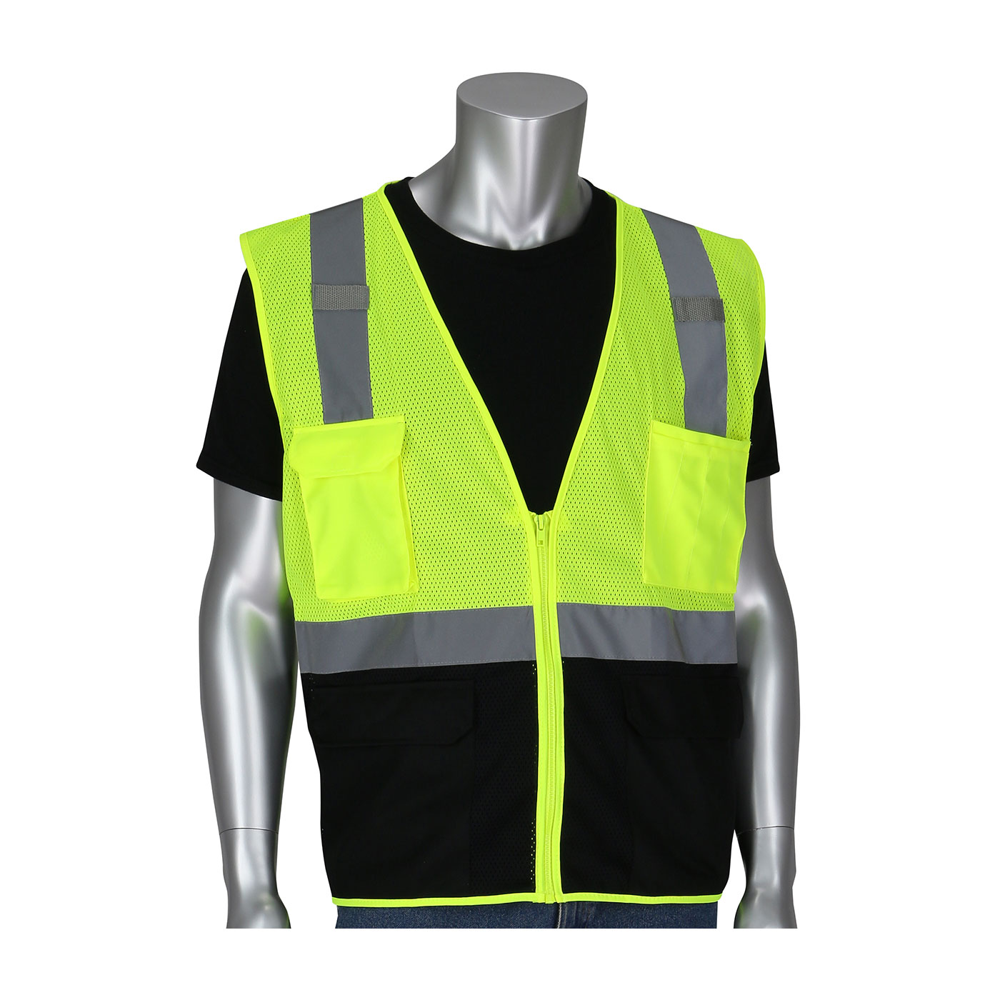 VEST SAF S HI-VIZ YEL POLYEST MESH 5 SIL
