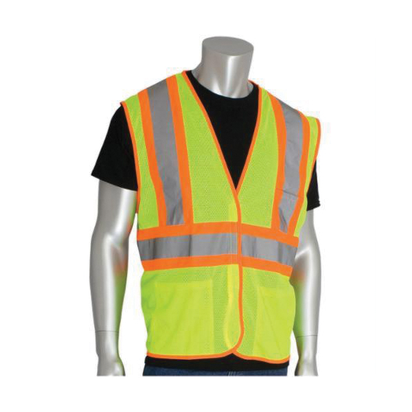 VEST SAF 2XL HI-VIZ LIME YEL POLYEST
