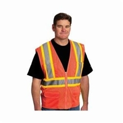 VEST SAF L HI-VIZ ORN POLYEST MESH 28IN