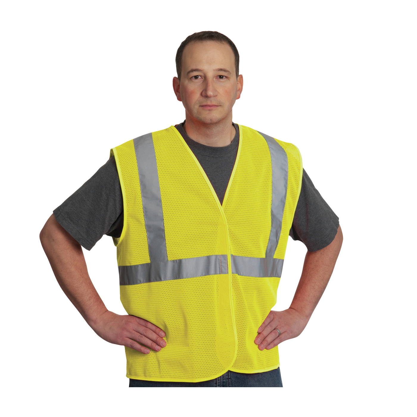 VEST SAF M HI-VIZ LIME YEL POLYEST MESH