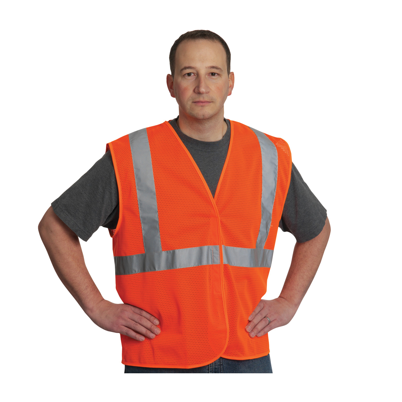 VEST SAF 2XL HI-VIZ ORN POLYEST MESH SIL