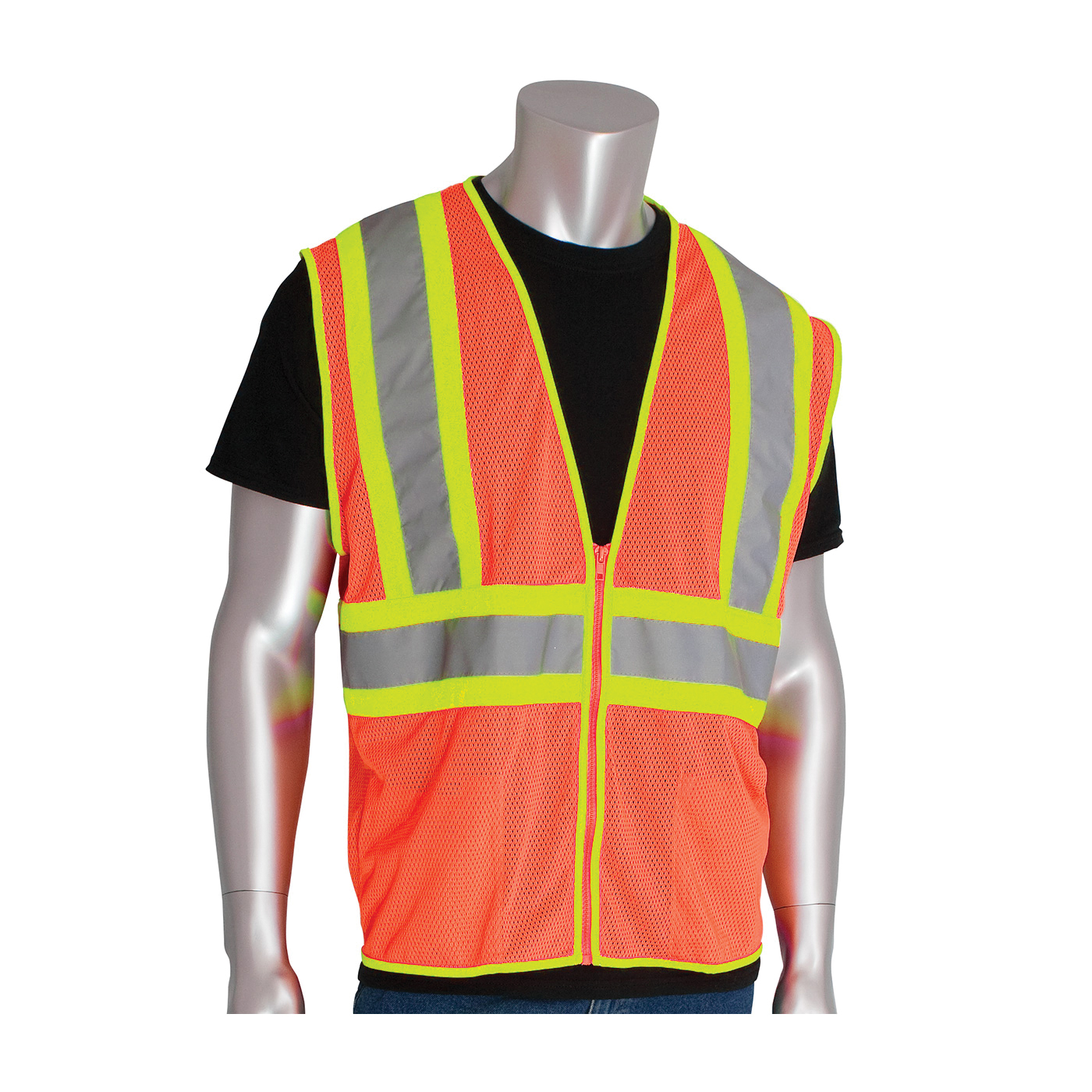 VEST SAF S HI-VIZ ORN POLYEST MESH 45IN