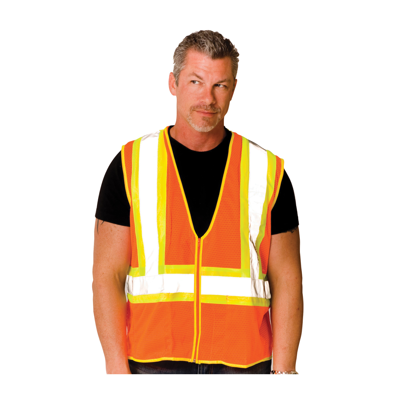 VEST SAF S HI-VIZ ORN POLYEST MESH 45IN