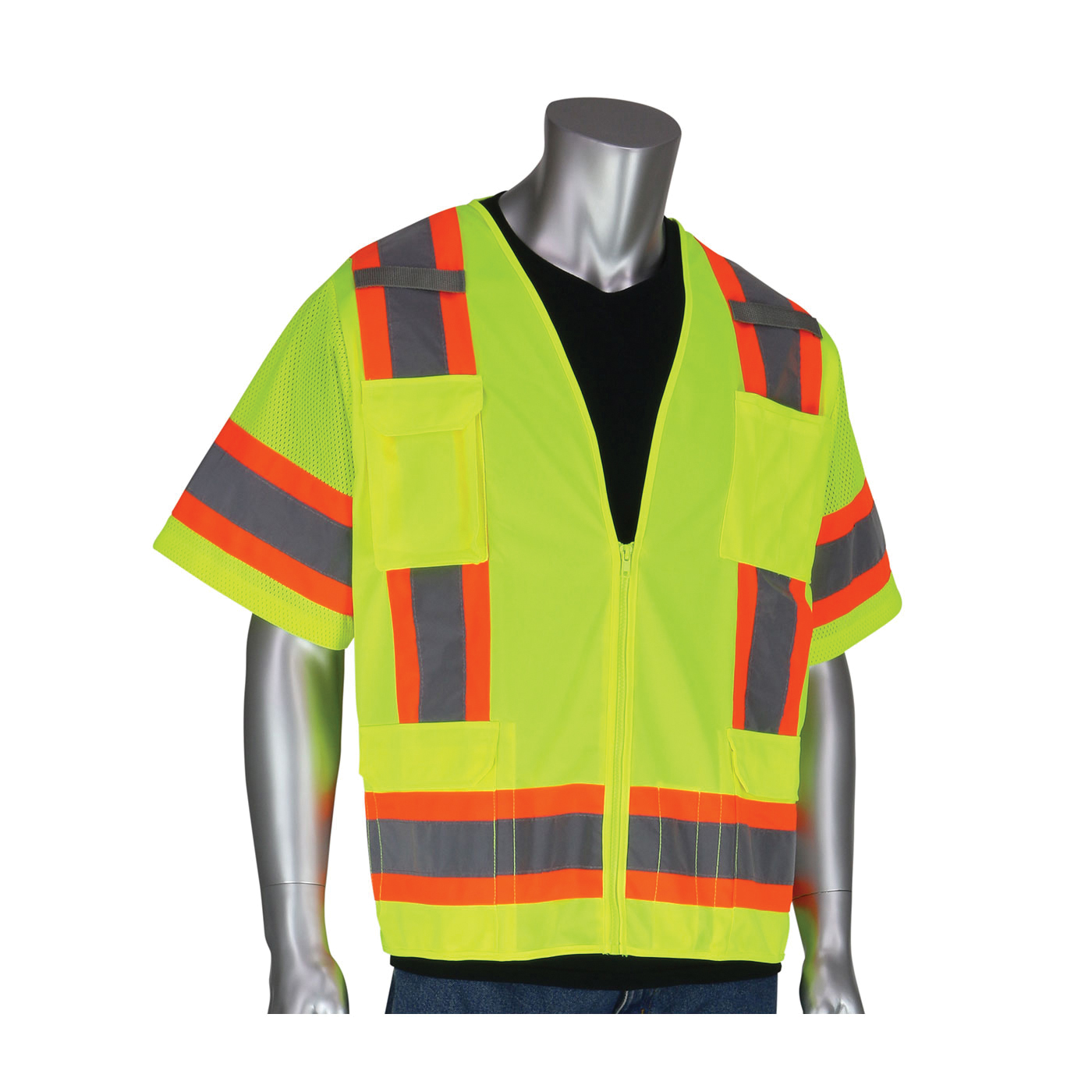 VEST SAF SURVEYOR M HI-VIZ LIME YEL SIL