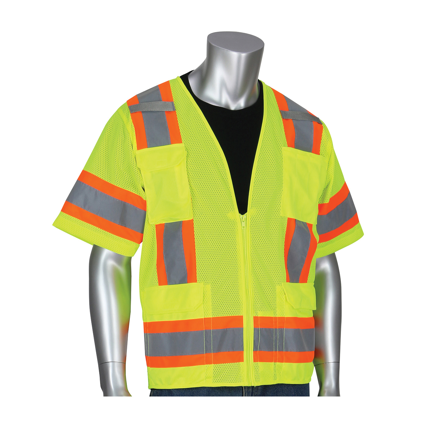 VEST SAF SURVEYOR M HI-VIZ LIME YEL SIL
