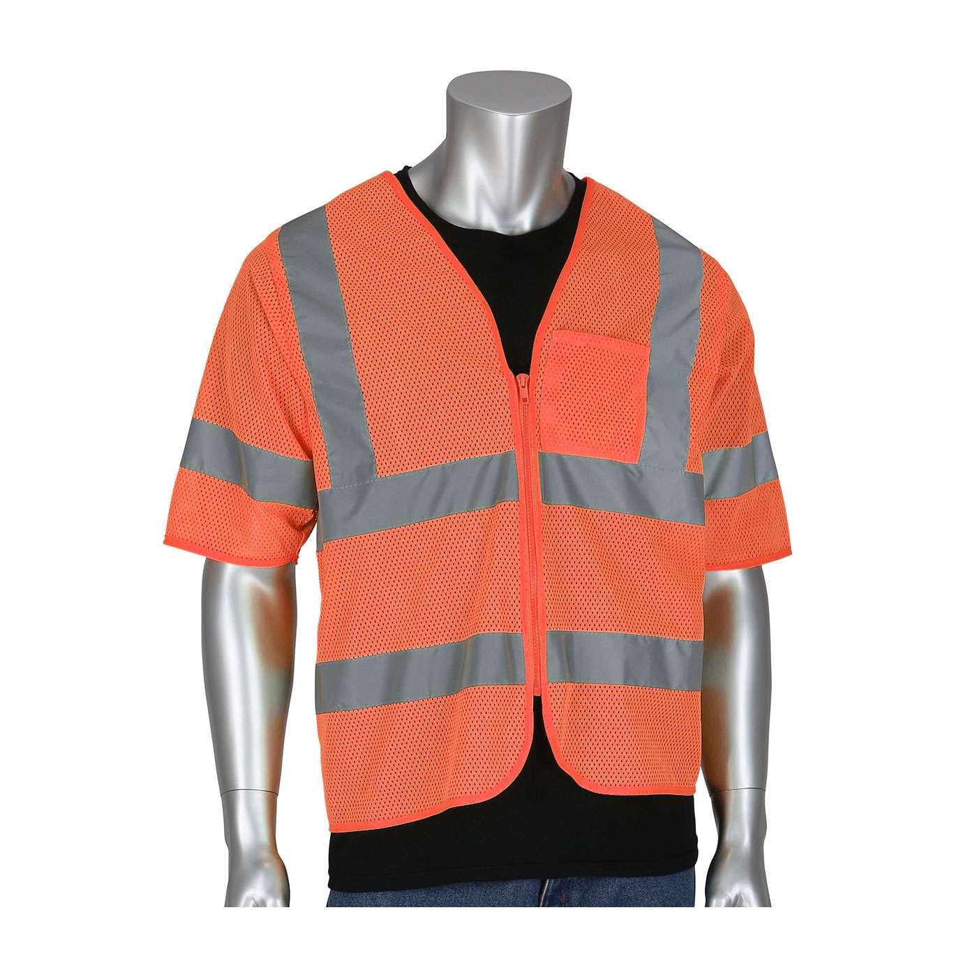 VEST SAF L/XL HI-VIZ ORN POLYEST MESH