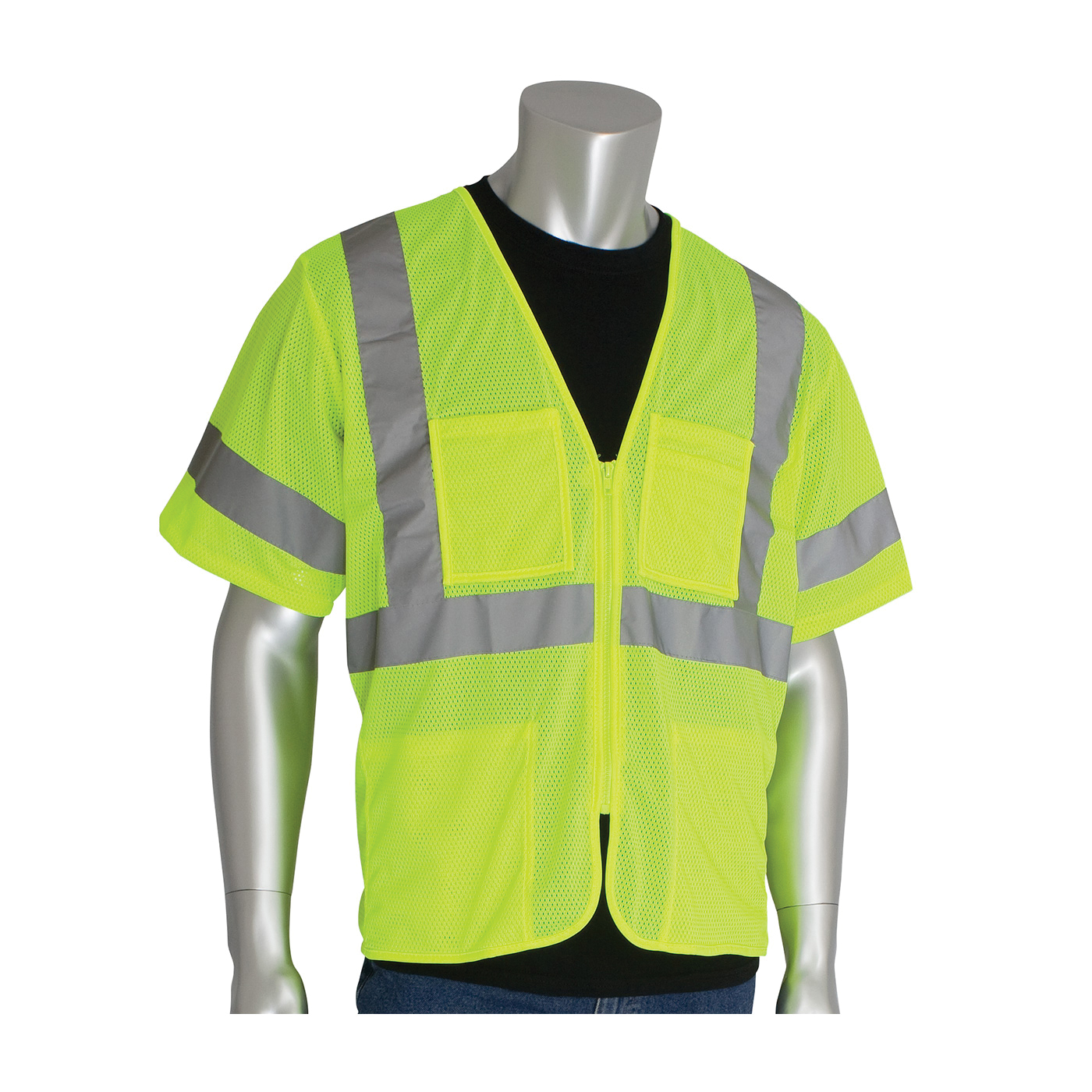 VEST SAF S HI-VIZ LIME YEL POLYEST MESH