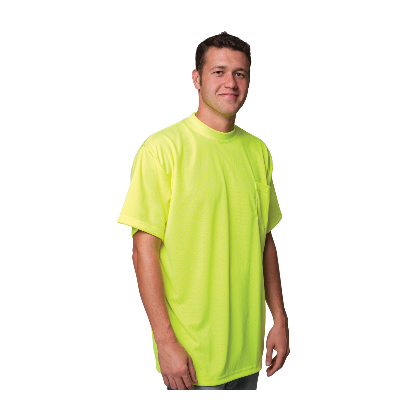T-SHIRT NECK CREW L HI-VIZ LIME YEL 5OZ