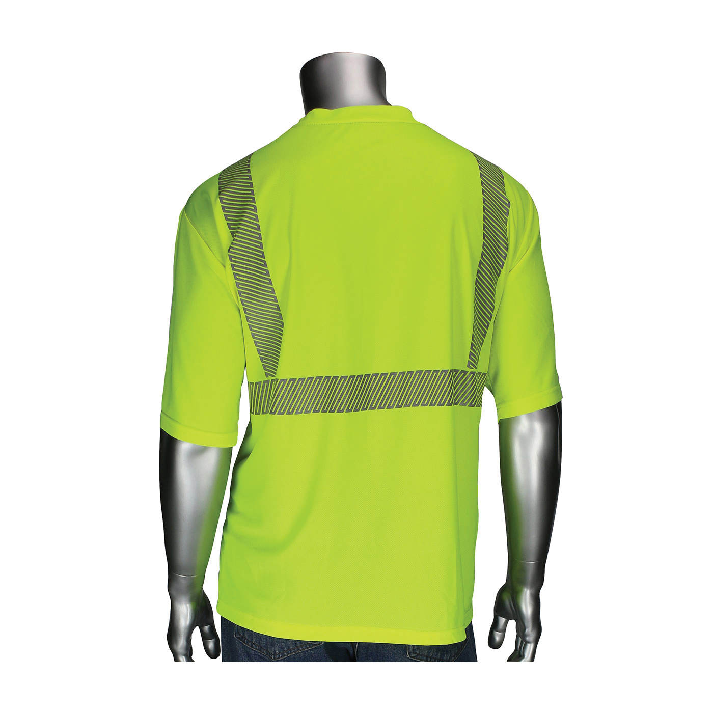 T-SHIRT S BK/HI-VIZ LIME YEL POLYEST