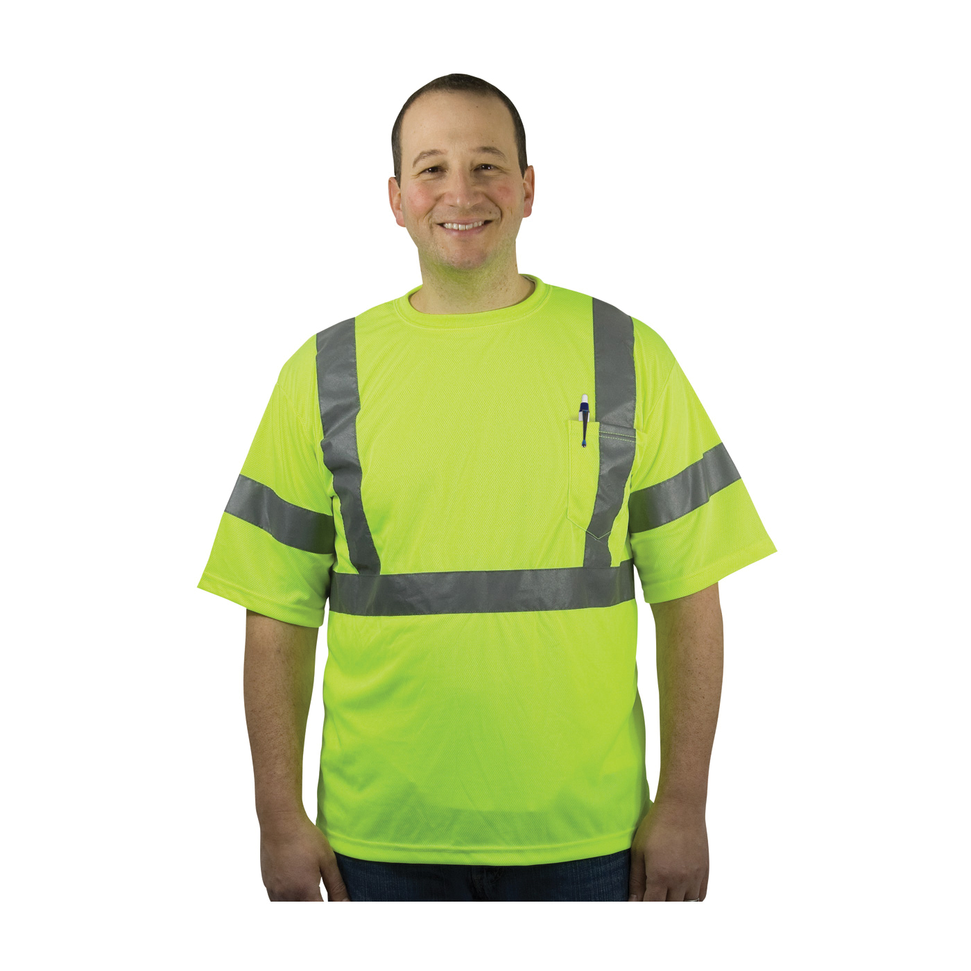 T-SHIRT NECK CREW S HI-VIZ LIME YEL 44IN