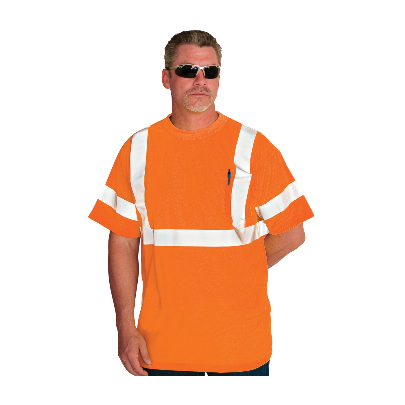 T-SHIRT NECK CREW 5XL HI-VIZ ORN 35IN