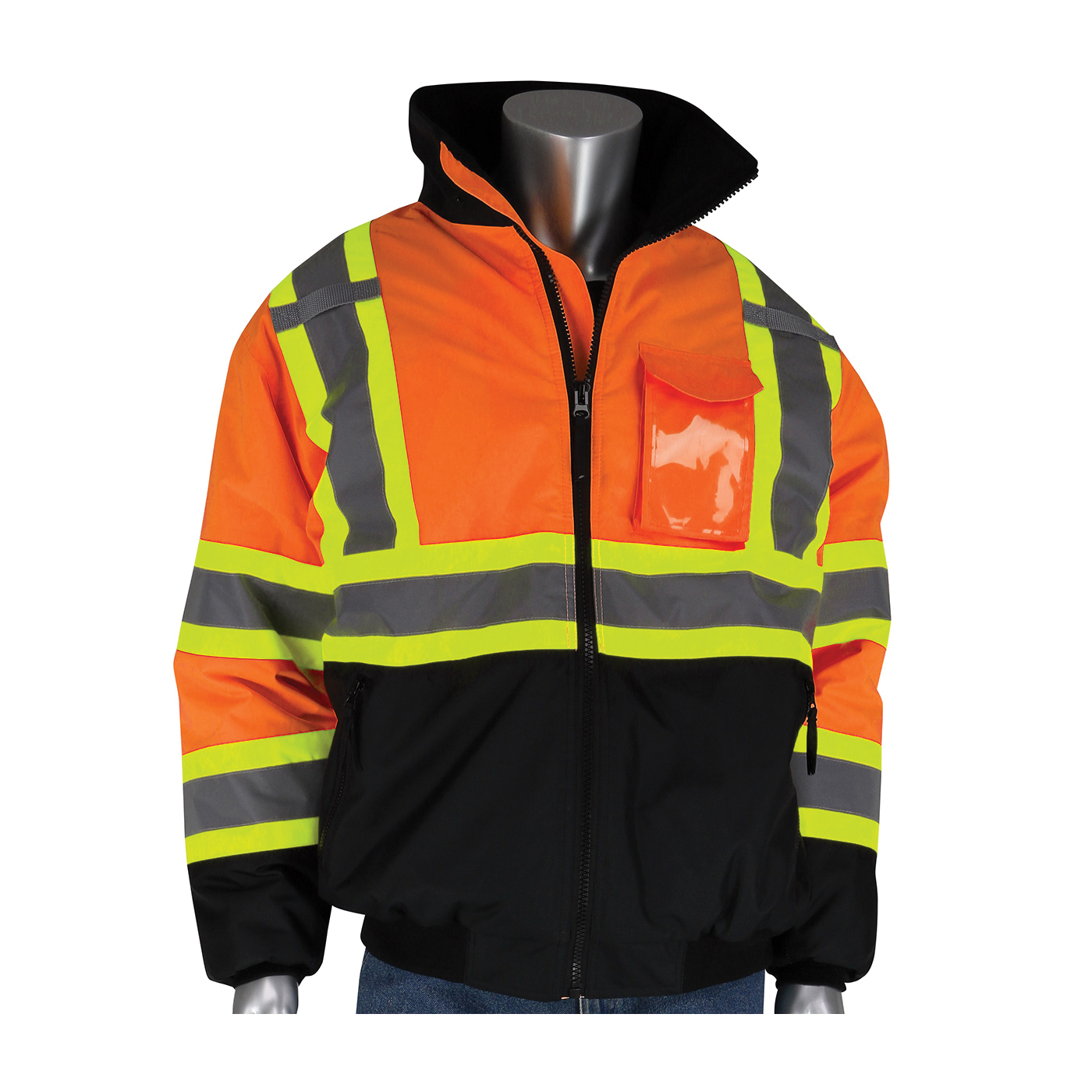 JACKET B BK/HI-VIZ ORN 300D POLYEST 74IN