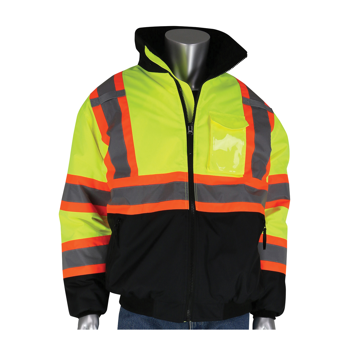 JACKET B BK/HI-VIZ LIME YEL 300D POLYEST