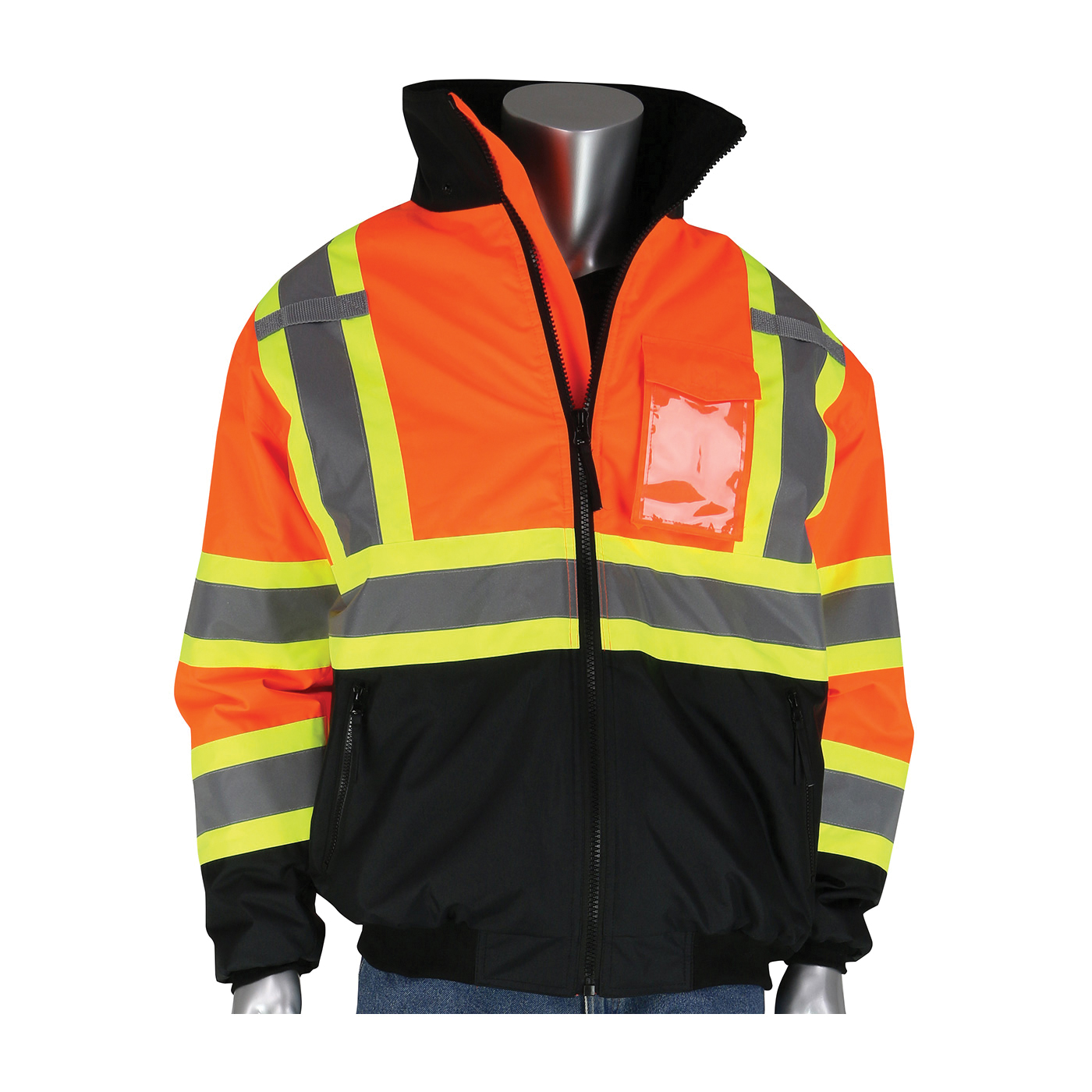 JACKET B BK/HI-VIZ ORN 300D POLYEST 74IN