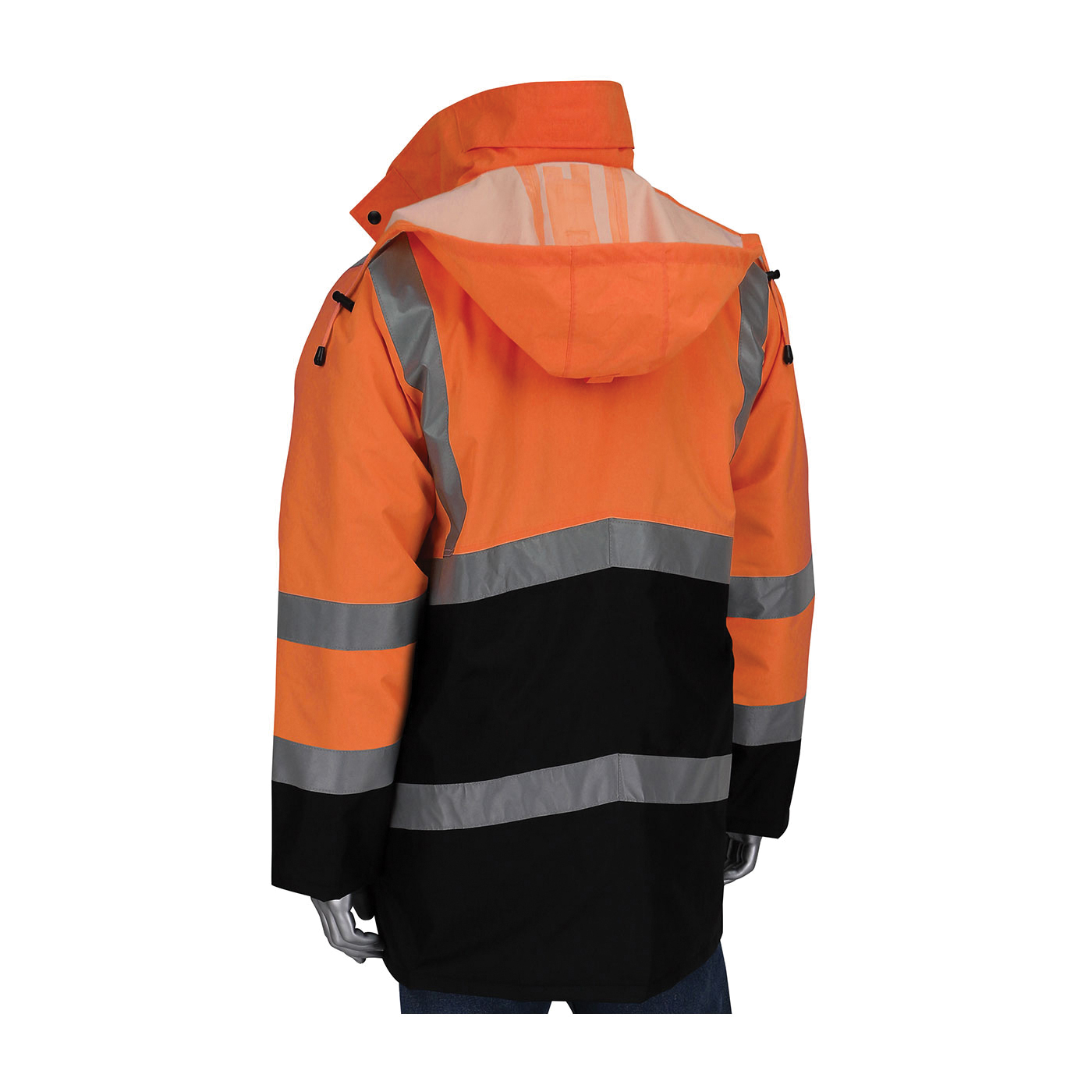 COAT WORK BK/HI-VIZ ORN 300D POLYEST WTR