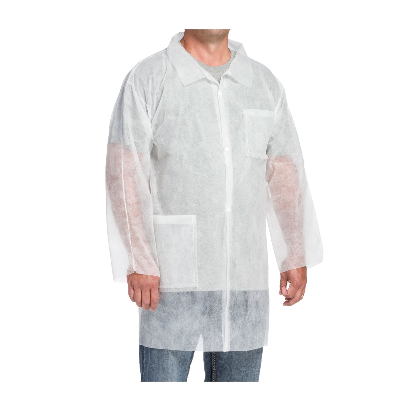 COAT LAB 2XL WHT SPUNBOND PP 39-1/2IN 2