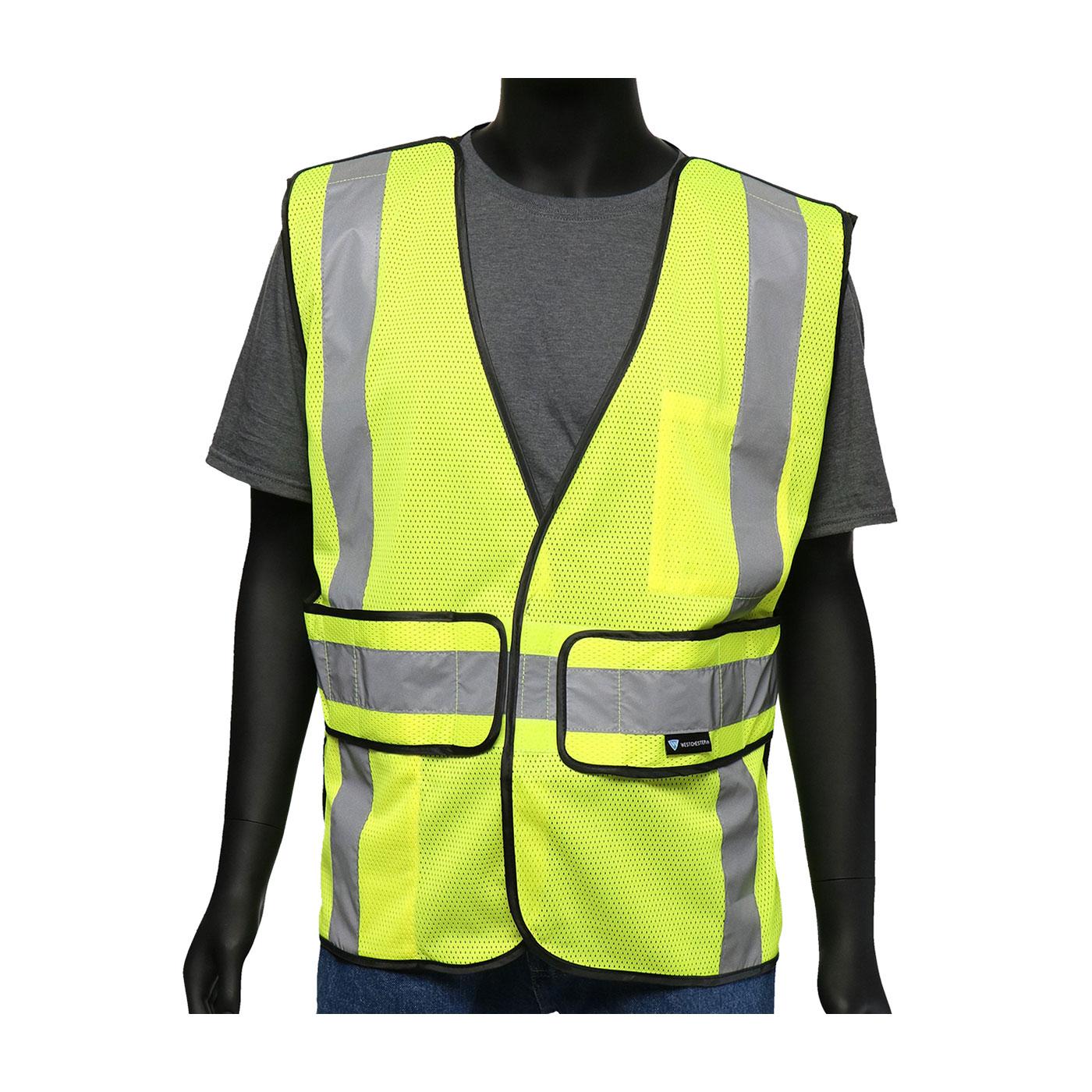VEST SAF UNIV HI-VIZ GRN/BK POLYEST MESH