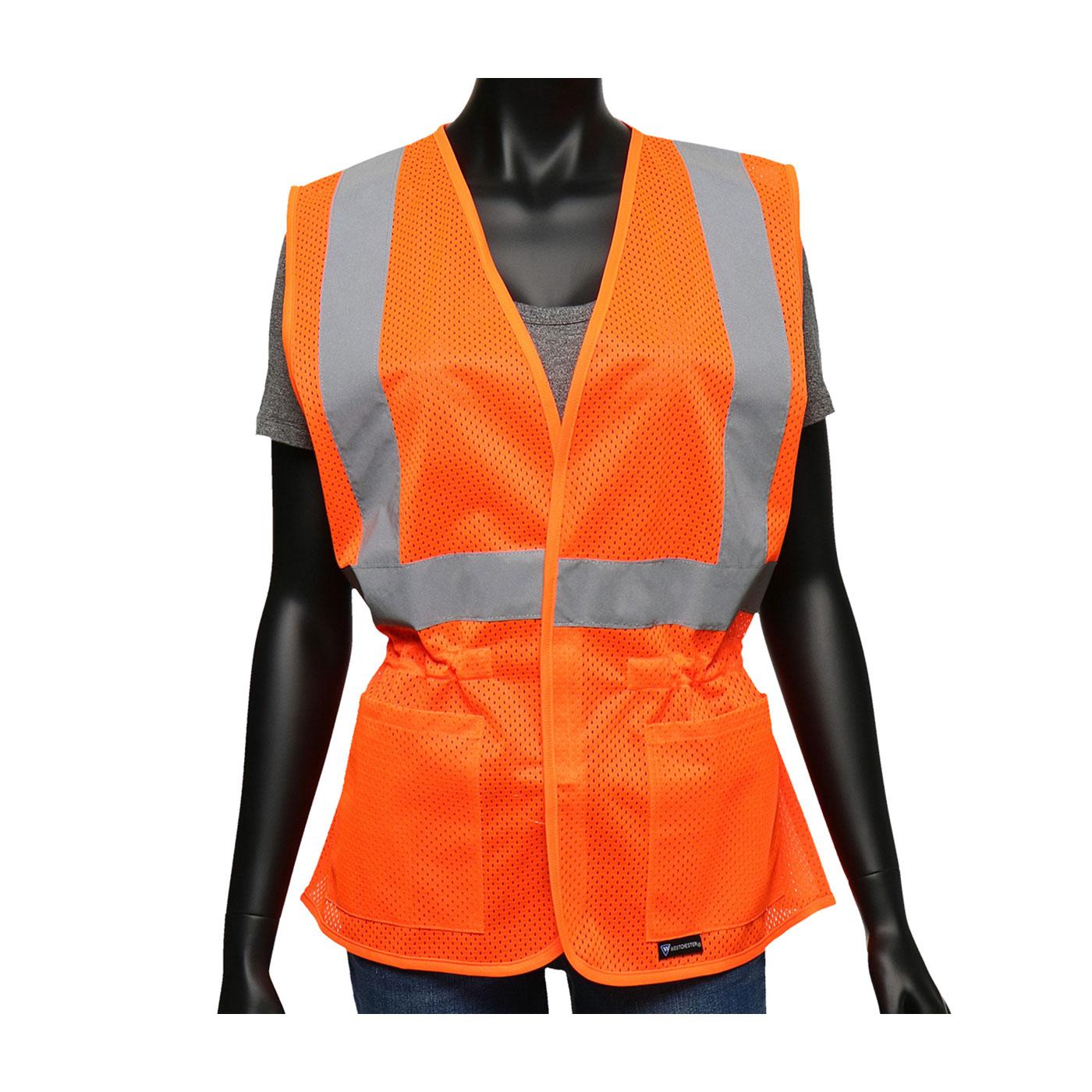 VEST SAF S/M HI-VIZ ORN POLYEST MESH