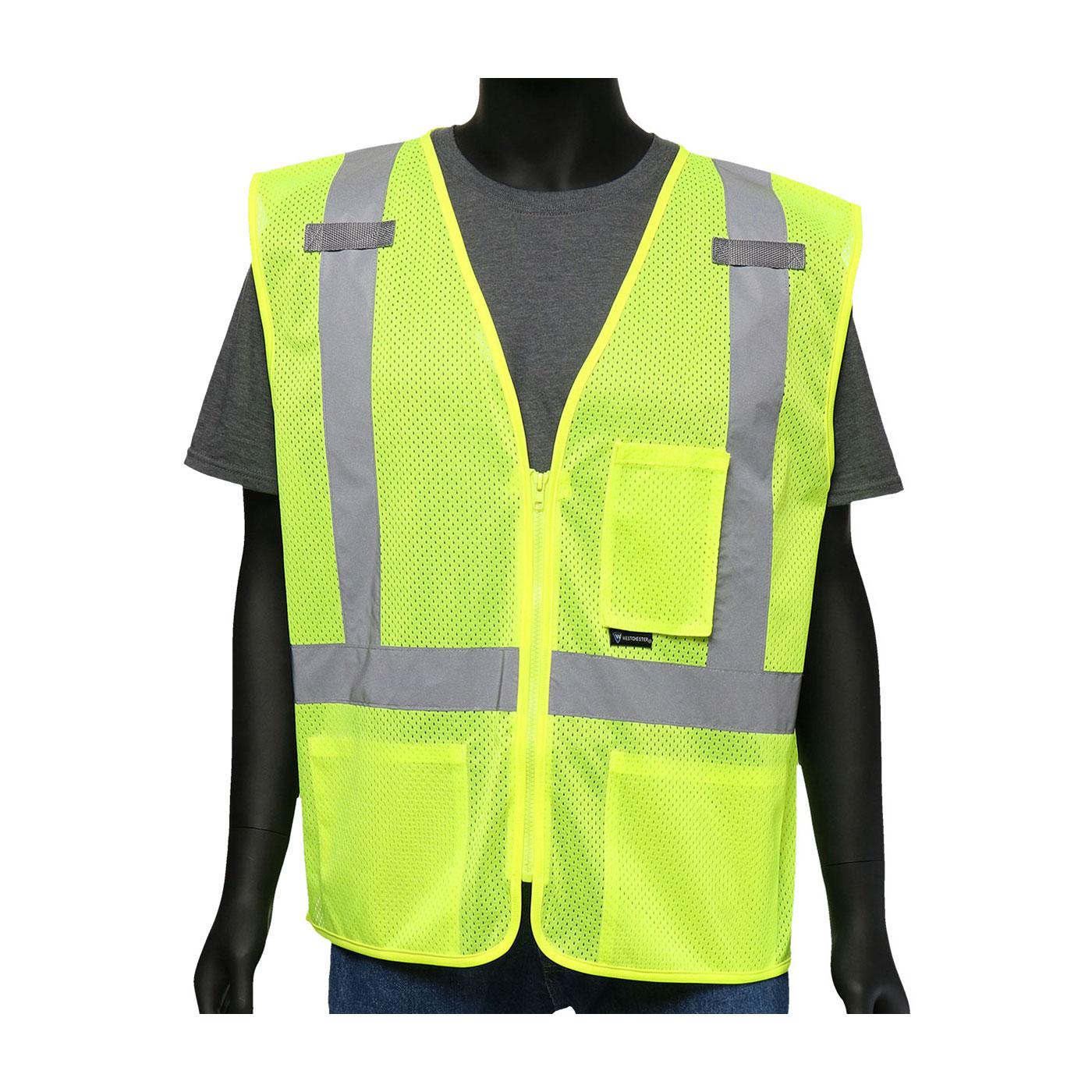 VEST SAF L HI-VIZ GRN POLYEST MESH 28IN