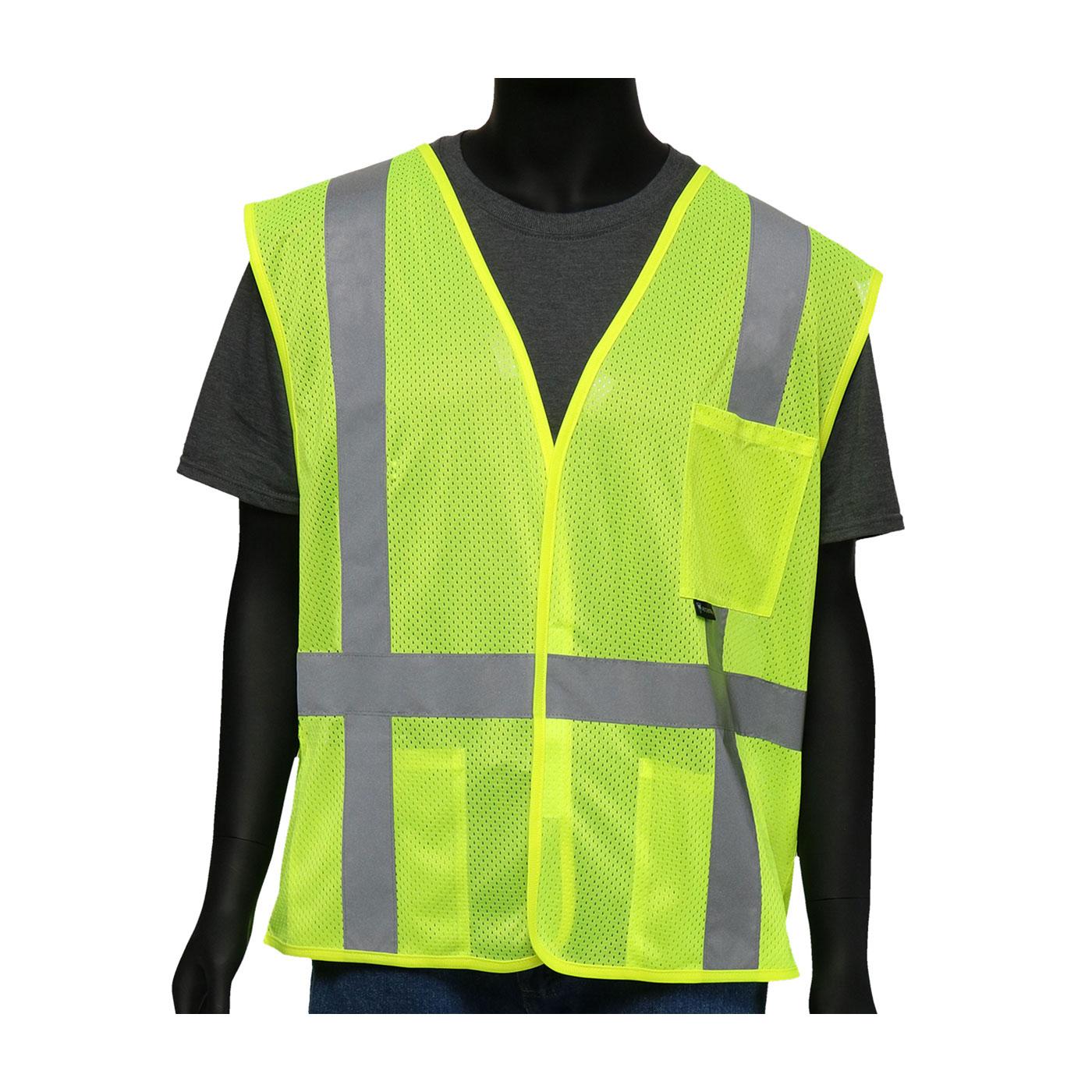 VEST SAF M HI-VIZ GRN POLYEST MESH